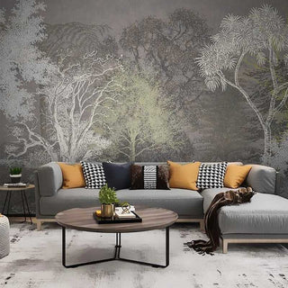 Retro Forest 3D Tree Wallpaper for Home Wall Decor-GraffitiWallArt