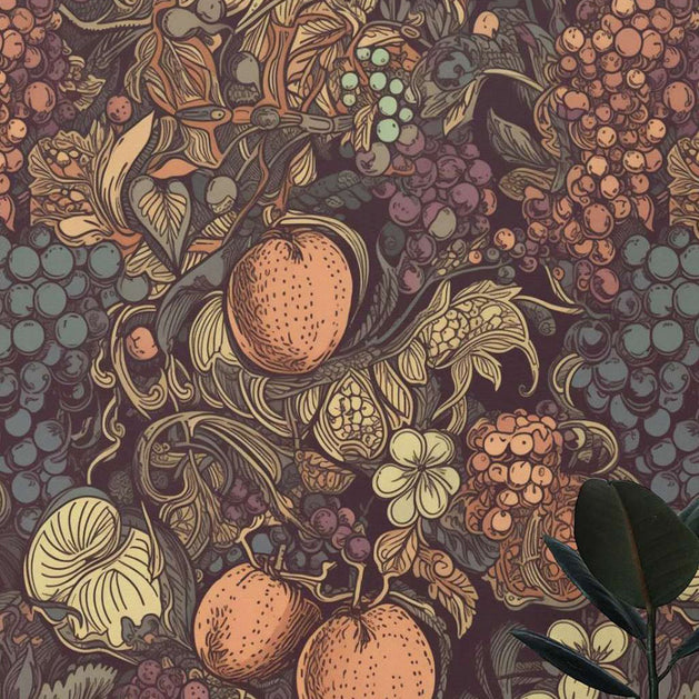 Retro Fruits Garden Wallpaper Mural-GraffitiWallArt