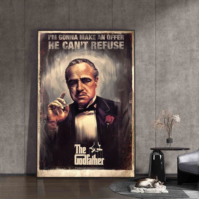 Retro Godfather Movie Poster - Canvas Print for Living Room Decor | –  GraffitiWallArt