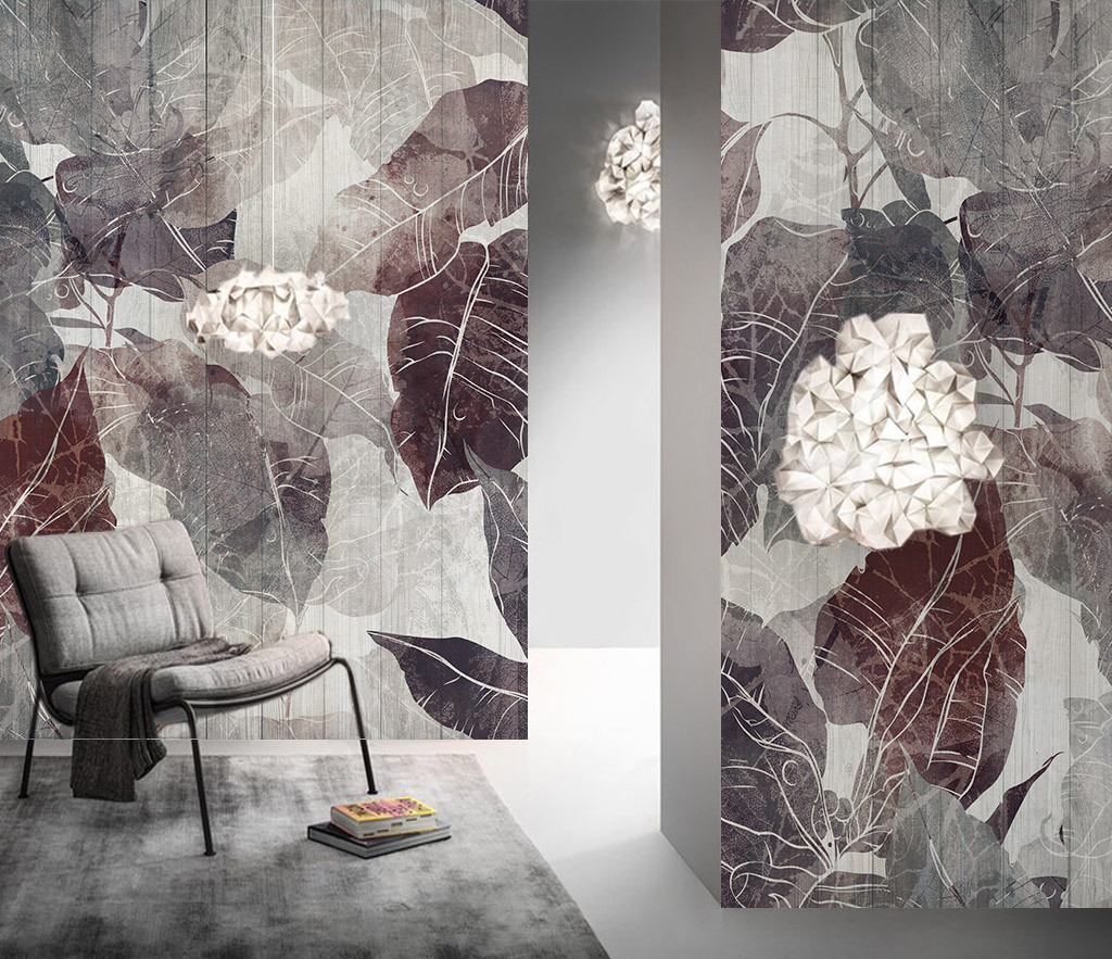 Retro Leaves Theme: Romantic Wallpaper Murals-GraffitiWallArt