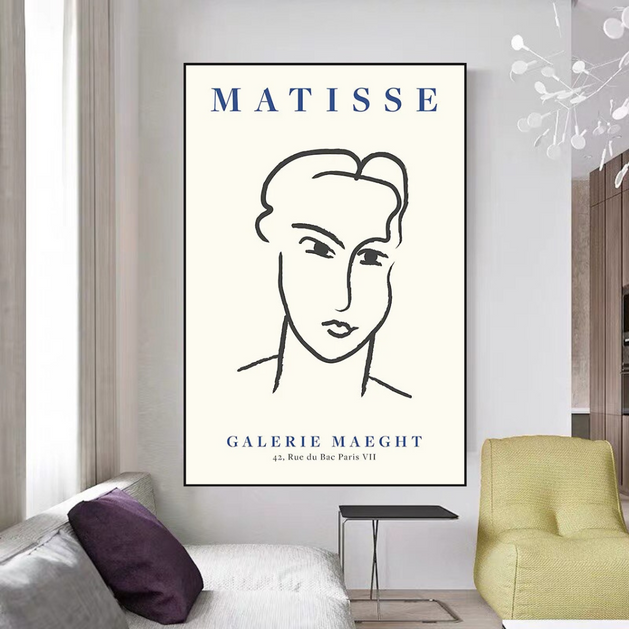Retro Matisse Girl Coral William Abstract Nordic Poster Canvas Wall Art-GraffitiWallArt