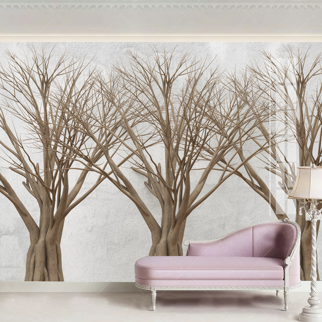 Retro Nostalgia Abstract Design - Trees Wallpaper Murals-GraffitiWallArt