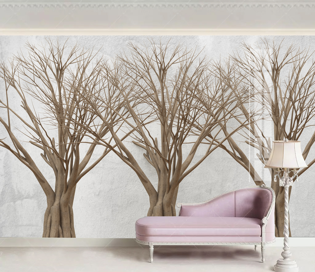 Retro Nostalgia Abstract Design - Trees Wallpaper Murals-GraffitiWallArt