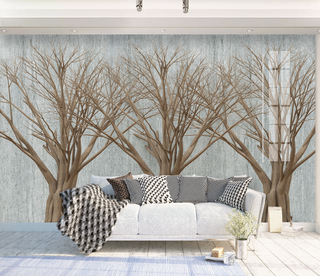 Retro Nostalgia Abstract Design - Trees Wallpaper Murals-GraffitiWallArt