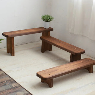 Retro Solid Oak Wood Shoe Long Bench-GraffitiWallArt