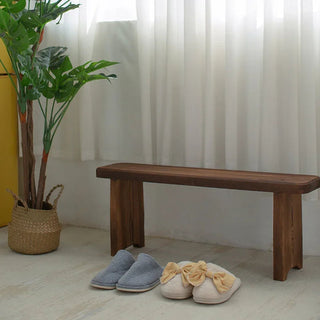 Retro Solid Oak Wood Shoe Long Bench-GraffitiWallArt