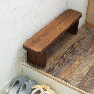 Retro Solid Oak Wood Shoe Long Bench-GraffitiWallArt