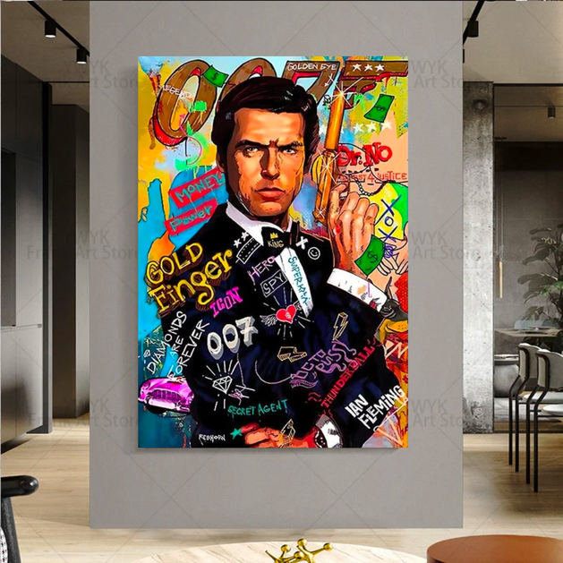 Rich Money James Bond 007 Canvas Wall Art-GraffitiWallArt