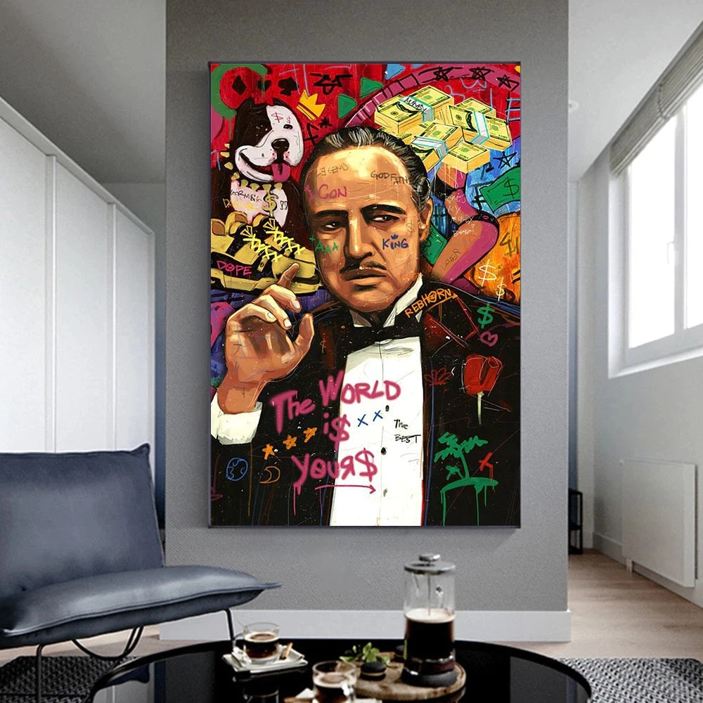 Rich Money Tommy, Pablo and Godfather Canvas Wall Art-GraffitiWallArt