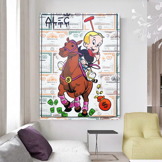 Richie Monopoly Riding Horse Art: Playing Polo Deed-GraffitiWallArt