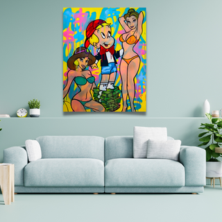 Richie Rich Monopoly Millionaire with Girls Canvas Wall Art-GraffitiWallArt