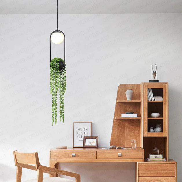 Ring Plant Pot Hanging Lamp - Floral Decor-GraffitiWallArt