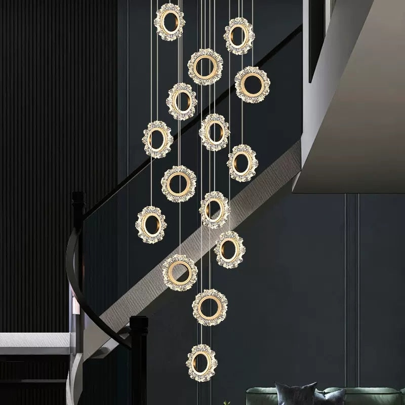 Rings LED Light Staircase Chandelier – Style Your Staircase-GraffitiWallArt