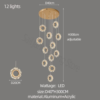 Rings LED Light Staircase Chandelier – Style Your Staircase-GraffitiWallArt