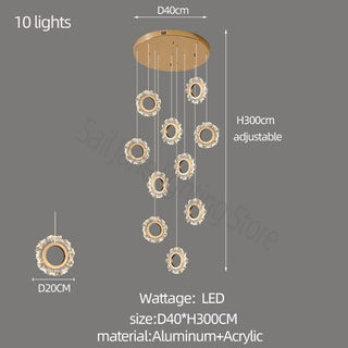 Rings LED Light Staircase Chandelier – Style Your Staircase-GraffitiWallArt