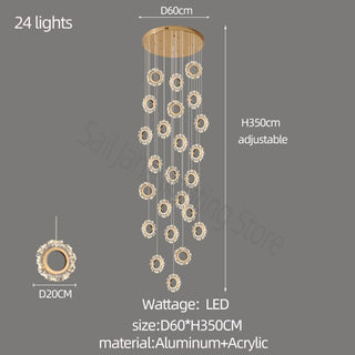 Rings LED Light Staircase Chandelier – Style Your Staircase-GraffitiWallArt