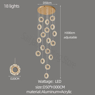 Rings LED Light Staircase Chandelier – Style Your Staircase-GraffitiWallArt