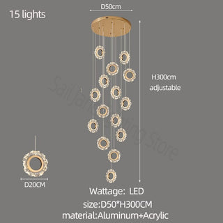 Rings LED Light Staircase Chandelier – Style Your Staircase-GraffitiWallArt