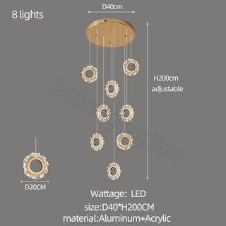 Rings LED Light Staircase Chandelier – Style Your Staircase-GraffitiWallArt