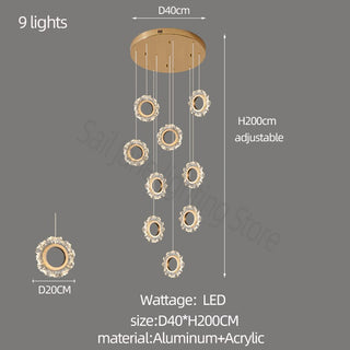 Rings LED Light Staircase Chandelier – Style Your Staircase-GraffitiWallArt