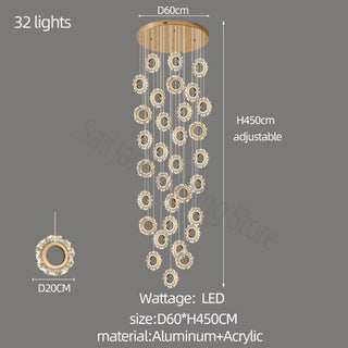 Rings LED Light Staircase Chandelier – Style Your Staircase-GraffitiWallArt