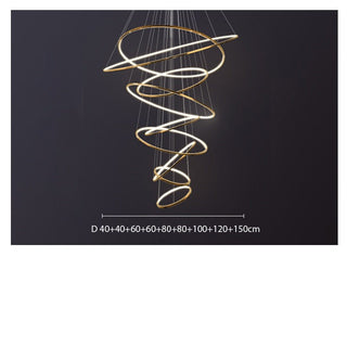 Rings Staircase Chandelier: Unparalleled Elegance-GraffitiWallArt