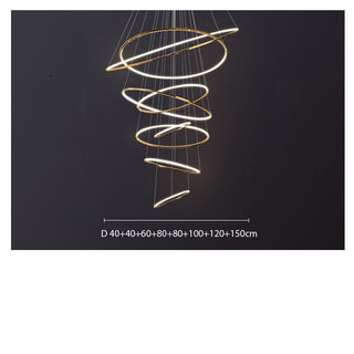 Rings Staircase Chandelier: Unparalleled Elegance-GraffitiWallArt