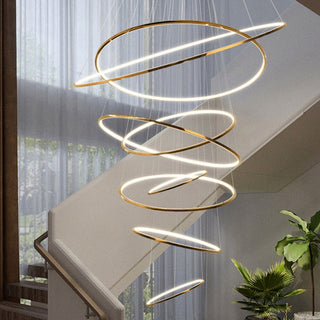 Rings Staircase Chandelier: Unparalleled Elegance-GraffitiWallArt