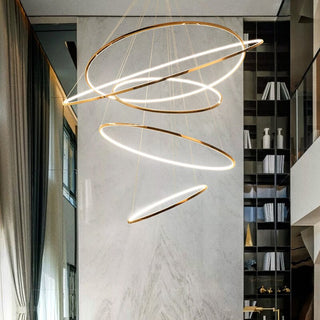 Rings Staircase Chandelier: Unparalleled Elegance-GraffitiWallArt