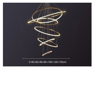 Rings Staircase Chandelier: Unparalleled Elegance-GraffitiWallArt