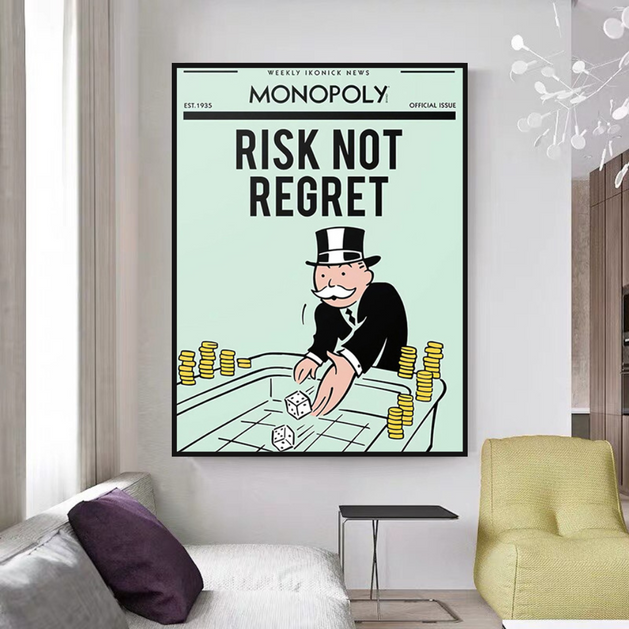 Risk Not RegretRisk Not Regret - Monopoly Canvas Wall Art-GraffitiWallArt