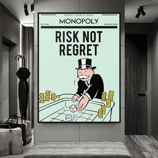 Risk Not RegretRisk Not Regret - Monopoly Canvas Wall Art-GraffitiWallArt