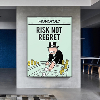 Risk Not RegretRisk Not Regret - Monopoly Canvas Wall Art-GraffitiWallArt