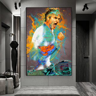 Roger Federer Tennis Legend Canvas Wall Art-GraffitiWallArt