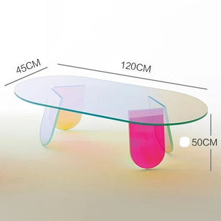 Round Acrylic Rainbow Coffee Tables Set-GraffitiWallArt