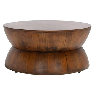 Rustic Solid Wood Round Coffee Table-GraffitiWallArt