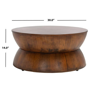 Rustic Solid Wood Round Coffee Table-GraffitiWallArt