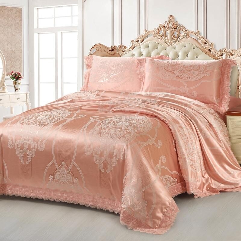 Satin Jacquard Lace Bedding Set-GraffitiWallArt