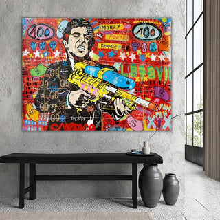 Scarface Pablo Graffiti Canvas Wall Art: Vibrant Masterpiece-GraffitiWallArt