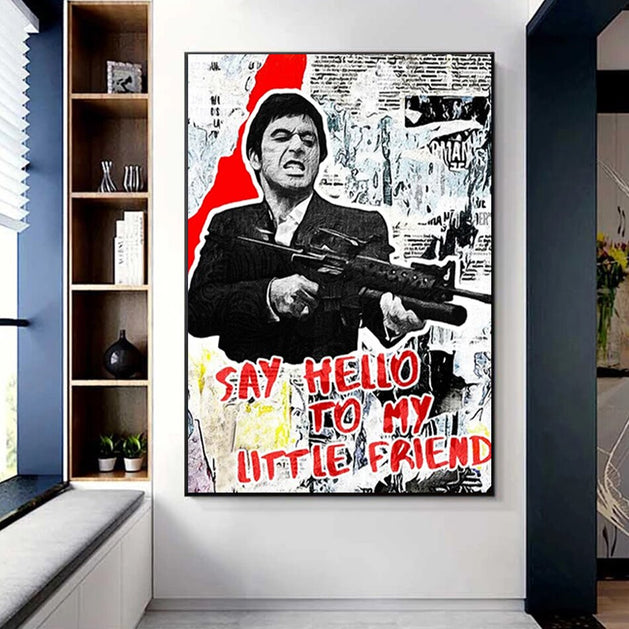 Scarface Tony Montana Poster: Say Hello to my Little friend-GraffitiWallArt