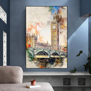 Scenery City London Big Ben Landscape Canvas Wall Art-GraffitiWallArt