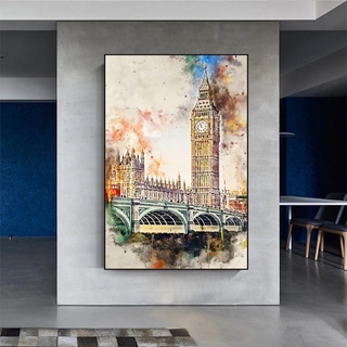 Scenery City London Big Ben Landscape Canvas Wall Art-GraffitiWallArt