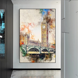 Scenery City London Big Ben Landscape Canvas Wall Art-GraffitiWallArt