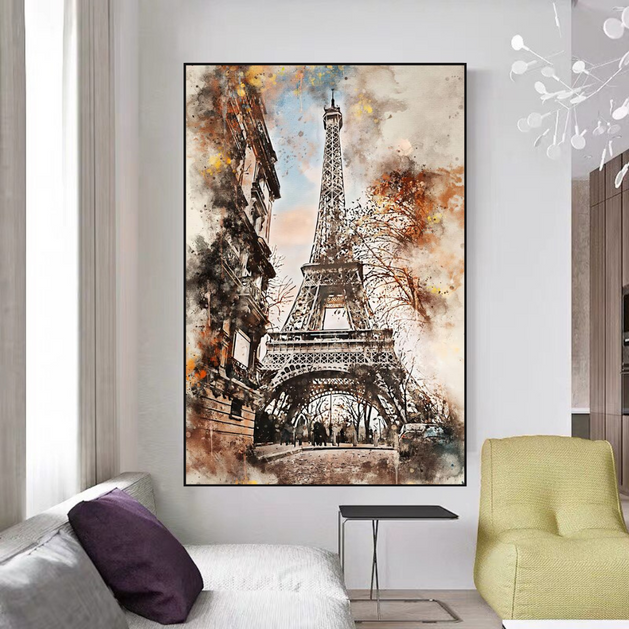 Scenery City Paris Eiffel Tower Landscape Canvas Wall Art-GraffitiWallArt