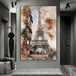 Scenery City Paris Eiffel Tower Landscape Canvas Wall Art-GraffitiWallArt