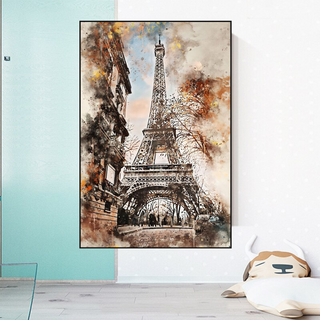 Scenery City Paris Eiffel Tower Landscape Canvas Wall Art-GraffitiWallArt