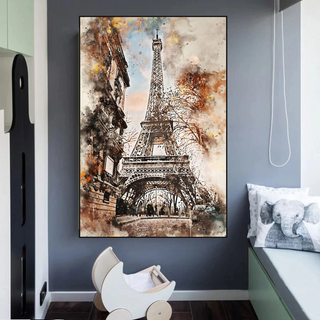 Scenery City Paris Eiffel Tower Landscape Canvas Wall Art-GraffitiWallArt