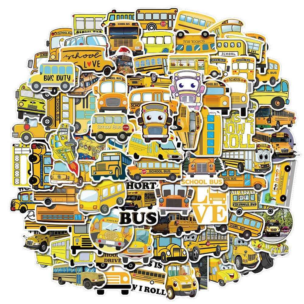 School Bus and Famous Sticker Bundle - Waterproof and Durable Pack-GraffitiWallArt