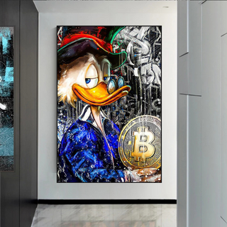 Scrooge McDuck Bitcoin Millionaire Canvas Wall Art Poster-GraffitiWallArt