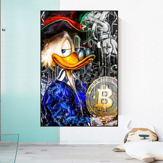 Scrooge McDuck Bitcoin Millionaire Canvas Wall Art Poster-GraffitiWallArt